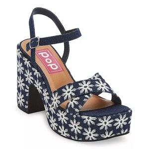 Pop Blue and White Floral Platform Sandals